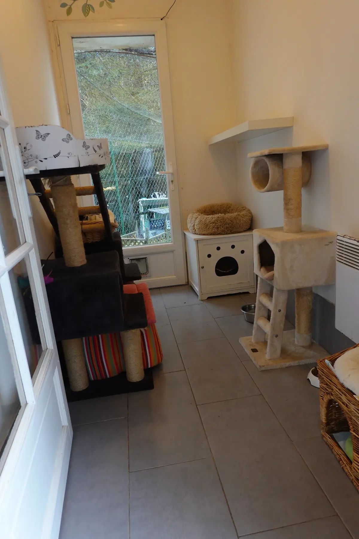 Les chambres de la Pension équipés de jeux et arbres à chats